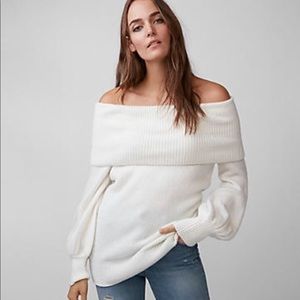 Express Off-Shoulder Balloon Sleeve Sweater
